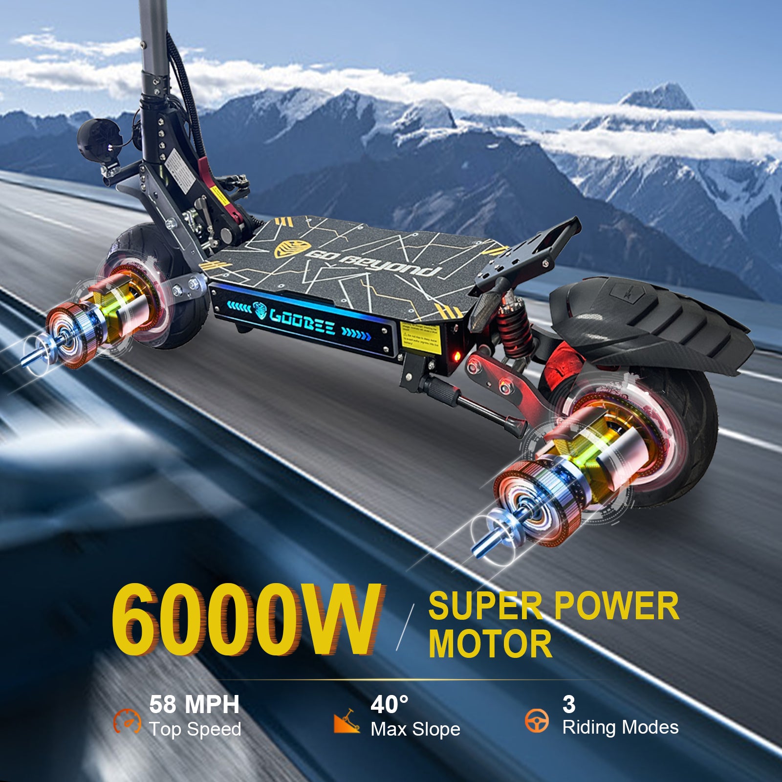 ZonDoo ZO01 Pro 6KW Fat Tire Electric Scooter 58MPH For Heavy Duty Adults