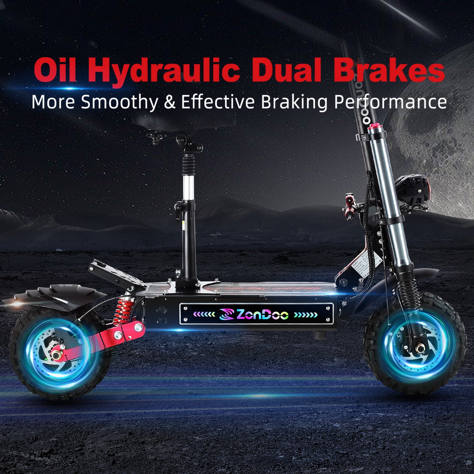 ZonDoo ZO03 Plus with Big Screen & Damper 56MPH Fast 6000W Dual Motors 60 Miles Scooter with seat