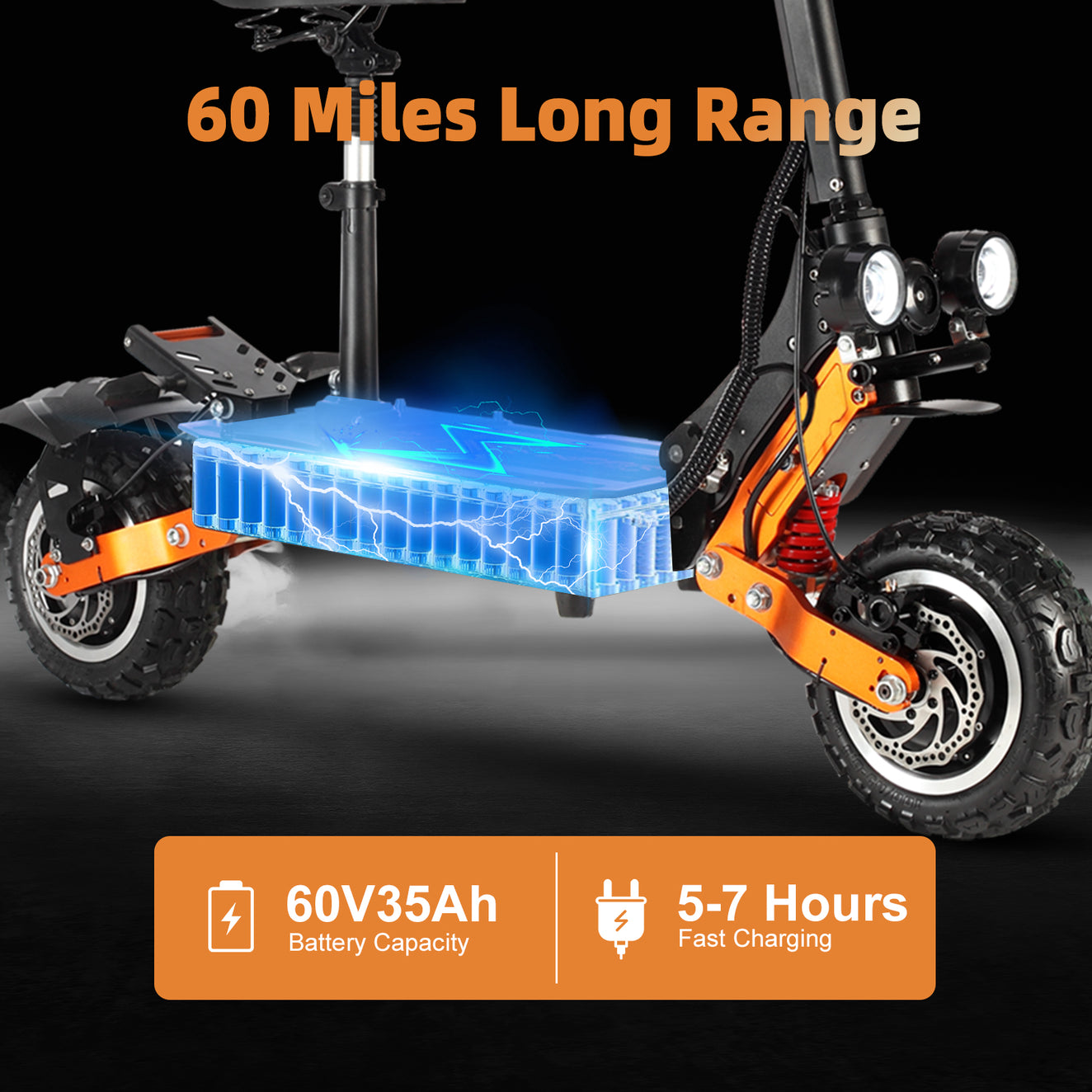 Scooter électrique ZonDoo ZO01 PLUS 5600w 11 pouces 60V 80Km / h