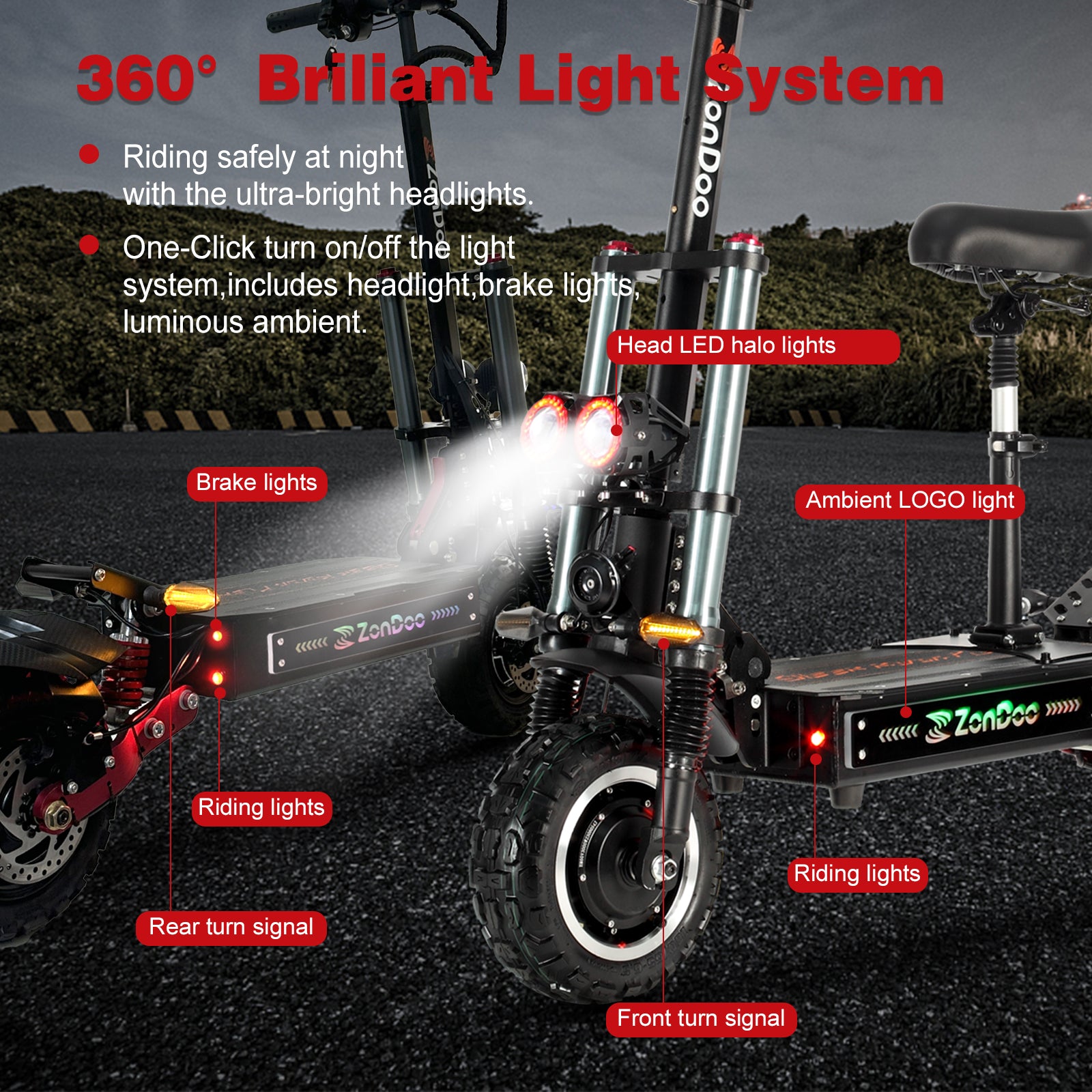 Scooters électriques hors route ZonDoo ZO03 PLUS 60V 11 pouces 5600W 