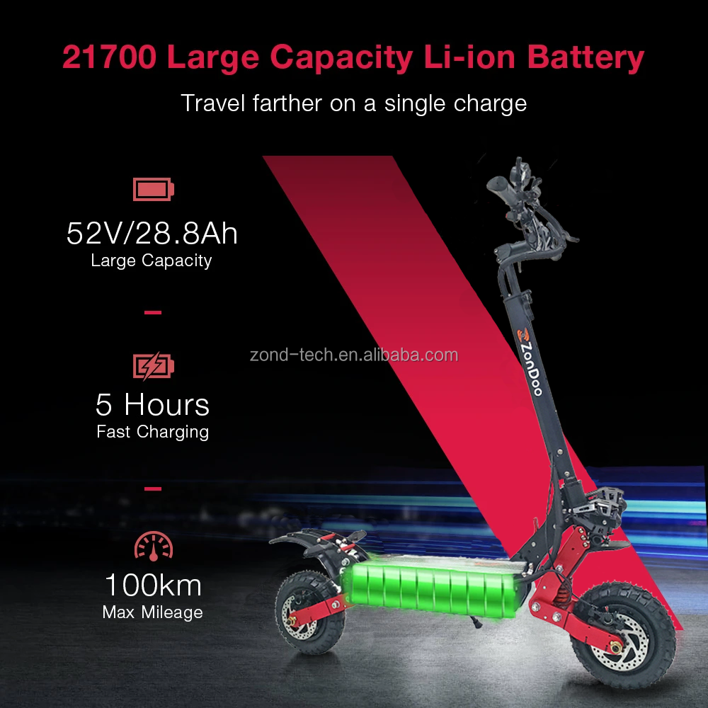 ZonDoo ZO01 Electric Scooter 42MPH 1200w Single & Double Motors For Adults