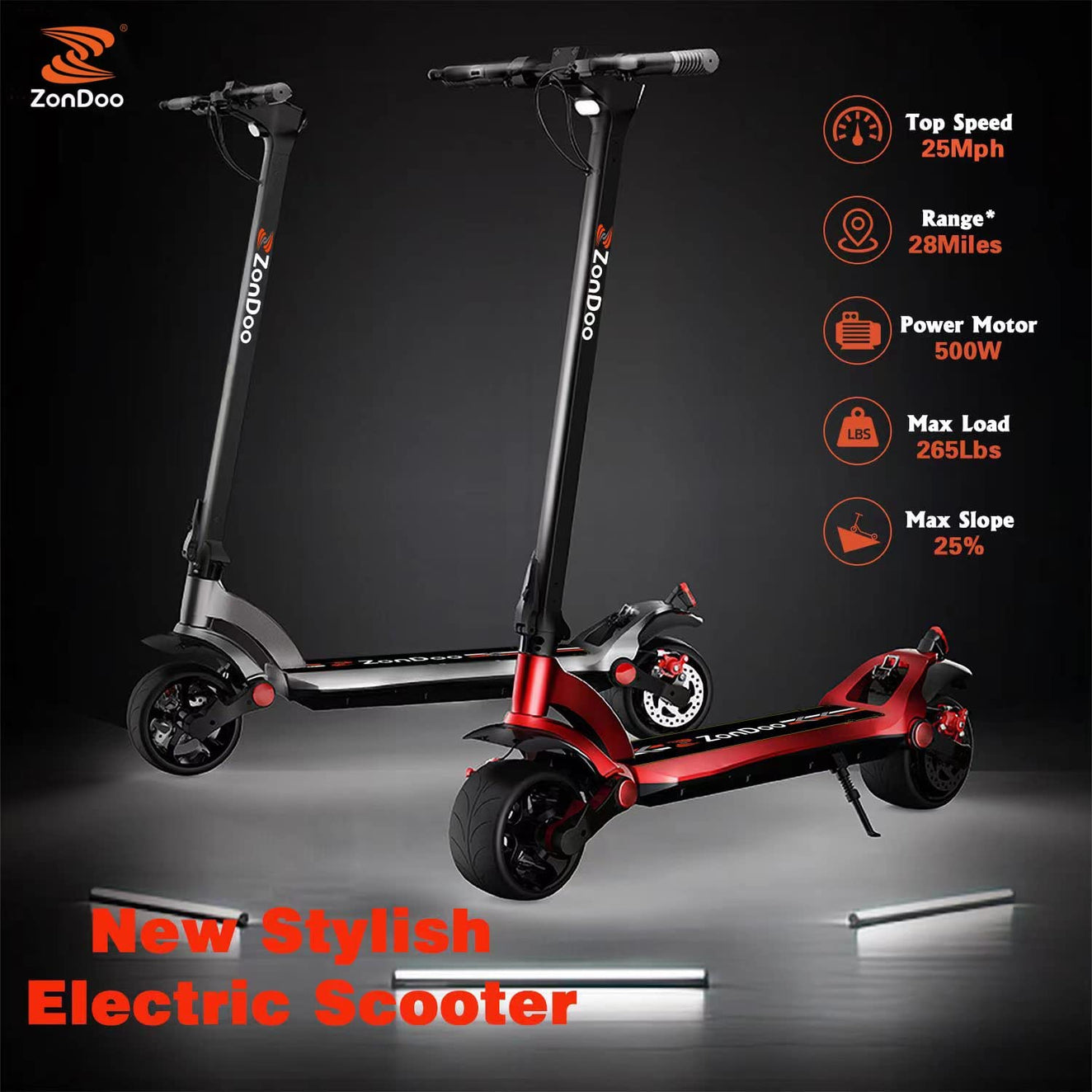 Electric Scooters Wide Wheel 500W 48V Scooter 25MPH Speed Escooter – ZonDoo E-Mobility