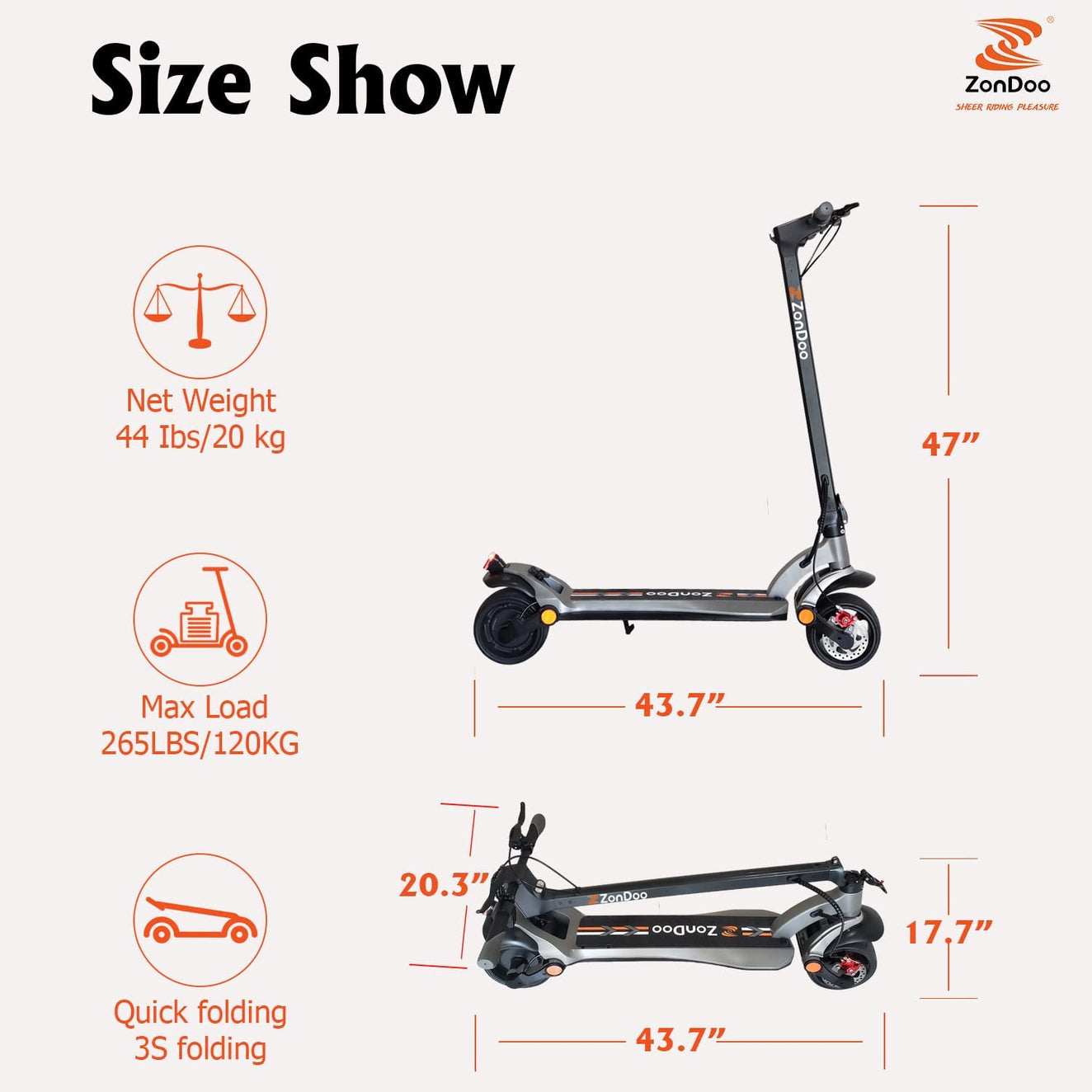 Electric Wide Wheel 500W 48V Commuter Scooter Fast Speed Escooter – ZonDoo